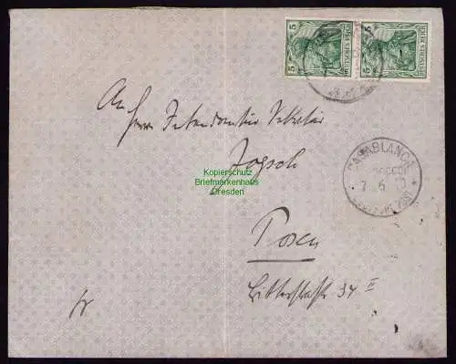 B18986 Brief DP in Marokko 1910 Casablanca Marocco Mitläufer 2x DR 85 nach Posen