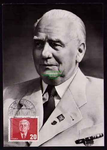 B19060 DDR Maximumkarte 807 1961 Präsident Wilhelm Pieck FDC Ersttag