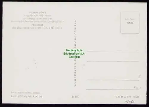 B19060 DDR Maximumkarte 807 1961 Präsident Wilhelm Pieck FDC Ersttag