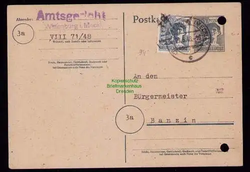 h7225 SBZ Handstempel Bezirk  37 Postkarte Wittenburg