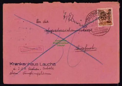 h7151 SBZ Handstempel Bezirk  20 Brief Laucha 3x verwendet 1x Durch Kurier