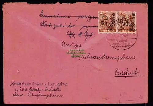 h7151 SBZ Handstempel Bezirk  20 Brief Laucha 3x verwendet 1x Durch Kurier