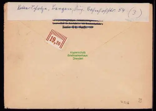 h7226 SBZ Handstempel Bezirk  38 Brief Bergen Rügen