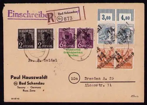 h7197 SBZ Handstempel Bezirk  14 R-Brief Einschreiben Bad Schandau gepr. BPP