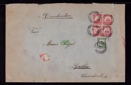 B19015 Brief Kiautschou 1911 großformatiger Leinenumschlag Tsingtau China Gotha