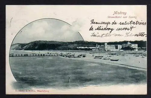 94201 AK Miedzyzdroje Misdroy 1901 Strandhotel mit Seesteg Boote