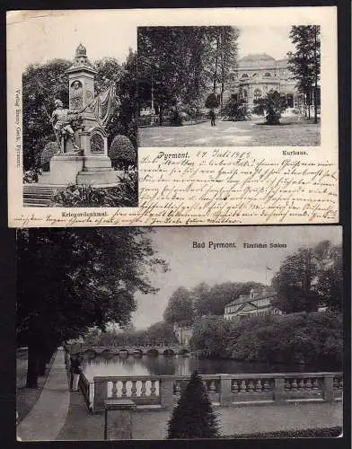 67286 2 AK Bad Pyrmont Fürstliches Schloss Kurhaus 1903