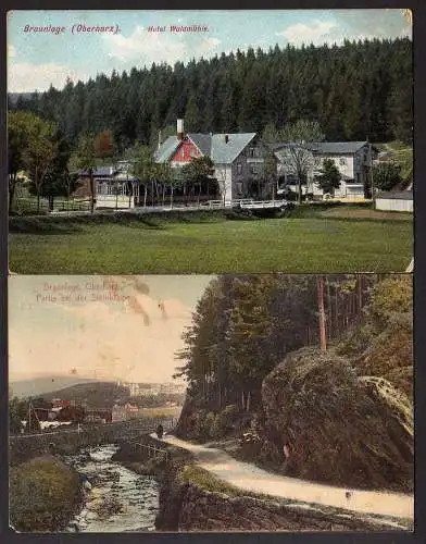 66866 2 AK Braunlage Oberharz Hotel Waldmühle 1912 Steinklippe 1910