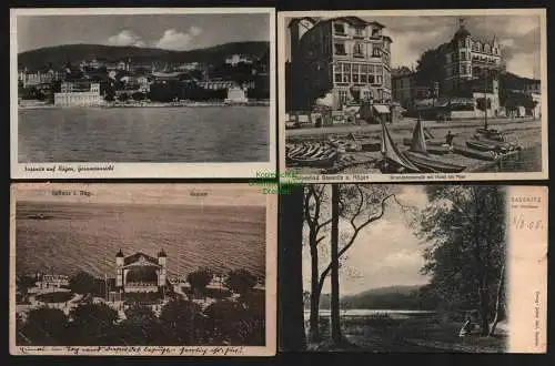 139817 4 AK Sassnitz Rügen 1905 Herthasee Hotel a Meer Kurplatz 1920 gesamt 1951