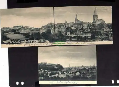 126494 Ansichtskarte Mönchengladbach dreiteiliges Panorama 1902 Kirchen