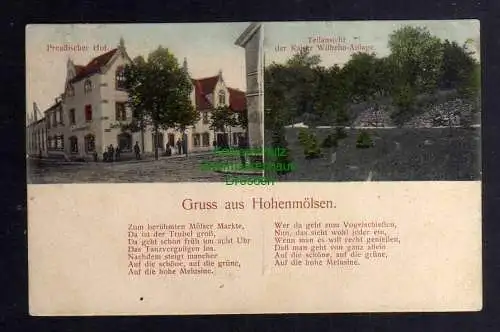 126572 Ansichtskarte Hohenmölsen 1911 Restaurant preußischer Hof Kaiser Wilhelm Anlage