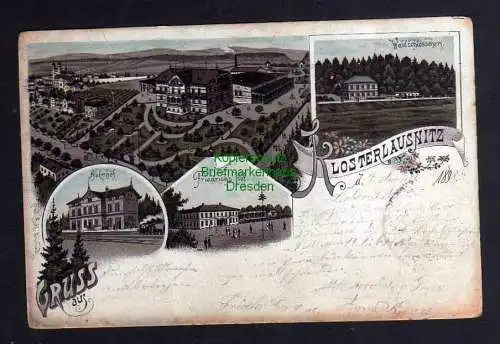 124626 Ansichtskarte Klosterlausnitz Litho 1898 Bahnhof Friedrichs Hof Waldschlösschen