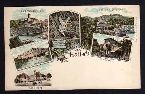 93299 AK Halle Litho um 1900 Bad Wittekind Reilsburg Moritzburg ...