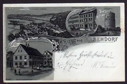 71641 AK Kasendorf1901 Litho Gasthof zum goldenen Anker Post Gasthof zum schwarz