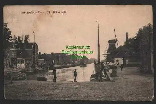 139921 AK Steenwijk Niederlande Steenwijkerdiep Hafen Windmühle Mole 1919