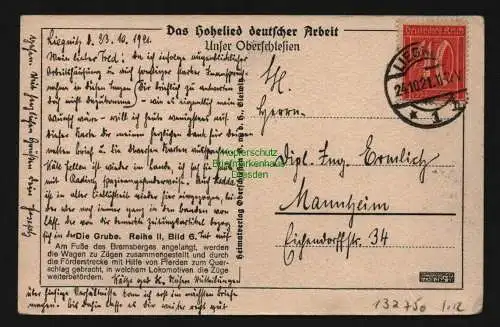 132750 AK Liegnitz Grube Bergbau Steinkohle 1921 Unser Oberschlesien