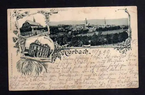 112954 AK Corbach Korbach in Hessen 1899 Kaiserl. Postamt Gymnasium Panorama