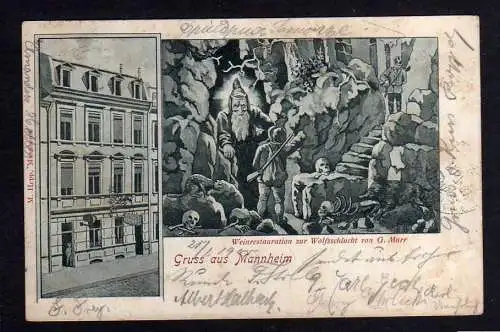 102103 AK Mannheim Schwetzingerstrasse 1900 Weinrestaurant zur Wolfsschlucht G.