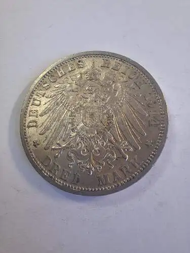 B50157 3 Mark Wilhelm II. von Preussen 1914 A Silber Kaiserreich