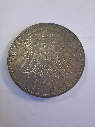 B50155 3 Mark Wilhelm II. von Preussen 1912 A Silber Kaiserreich