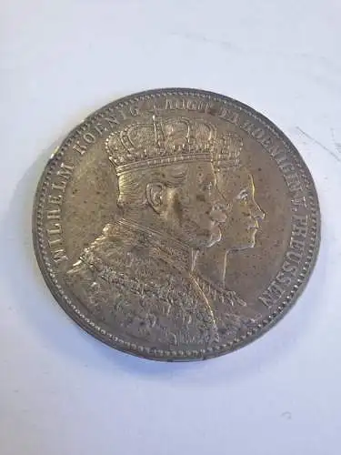 B50148 Preussen 1 Taler 1861 A,  Krönungsthaler Wilhelm I. und Augusta Silber