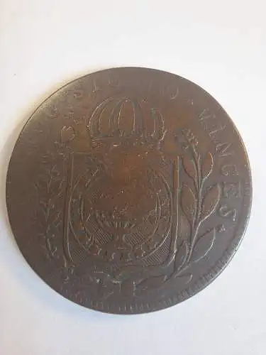 B50167 40 Reis Brasilien 1827 mit Gegenstempel auf 80 Reis Bronze