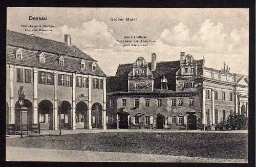 64511 AK Dessau 1917 Großer Markt Fürst Leopold Denkmal der alte Dessauer Adler