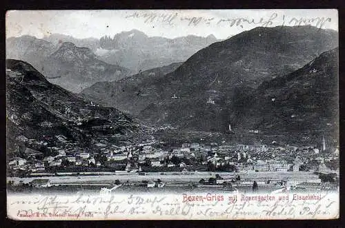 44162 Ansichtskarte Bozen Gries mit Rosengarten und Eisackthal Eisacktal Südtirol Italien