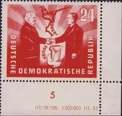 2980 DDR **  284 DZ Deutsch-polnische Freundschaft 1951