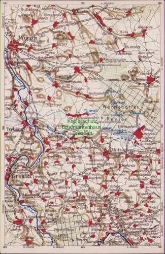 171849 Wona Landkarten AK 769 Wurzen Nerchau Mutzschen Trebsen Grimma