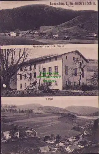 161593 Ansichtskarte Freudenburg Kr. Waldenburg i. Schles. Gasthof zur Scholtisei um 1920