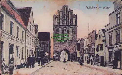 161415 Ansichtskarte Paslek Preußisch Holland Rasier Salon Pr. Holland Steintor um 1915