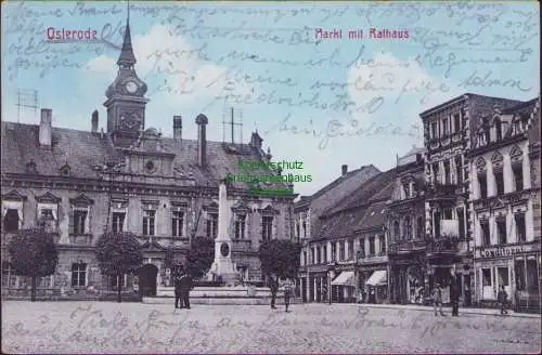 161384 Ansichtskarte Osterode Opr. 1913 Markt mit Rathaus Conditorei DEUTSCHES REICH