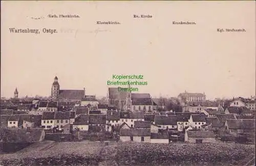 161347 Ansichtskarte Wartenburg Ostpr. 1915 Barczewo Kath. Pfarrkirche Klosterkirche Kirche