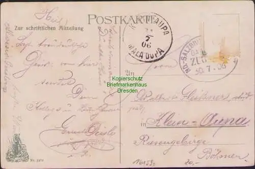 161590 Ansichtskarte Salzbrunn Szczawno-Zdroj 1906 Kurplatz Wiesenbrunn Conditorei ...