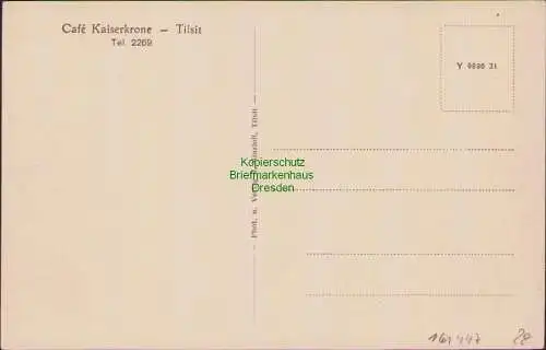 161447 AK Tilsit Cafe Kaiserkrone 1931 Phot. u Verlag R. Minzloff Tilsit Sowetsk