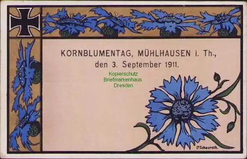 161486 AK KORNBLUMENTAG MÜHLHAUSEN i. Th. den 3. September 1911 Schauroth