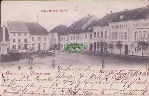 161363 AK Gerdauen Ostpreußen 1900 Nordwestlicher Markt