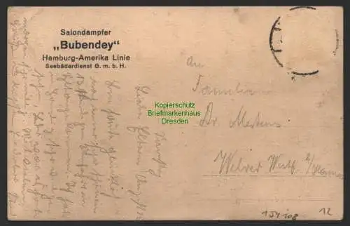 154108 AK Salondampfer Bubendey Fotokarte Dampfer Seebäderdienst 1925