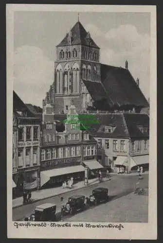 154304 Ansichtskarte Greifswald Markt mit Marienkirche um 1930