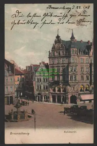 154095 Ansichtskarte Braunschweig Kohlmarkt 1908 Cafe Central