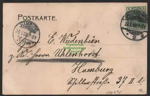 154095 Ansichtskarte Braunschweig Kohlmarkt 1908 Cafe Central