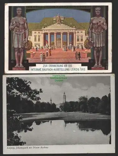 154110 2 AK Leipzig Baufach Ausstellung 1913 Karte 12 Johannapark Messe SST 1947