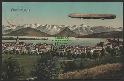 154187 AK Friedrichshafen Panorama mit Luftschiff Zeppelin 1910