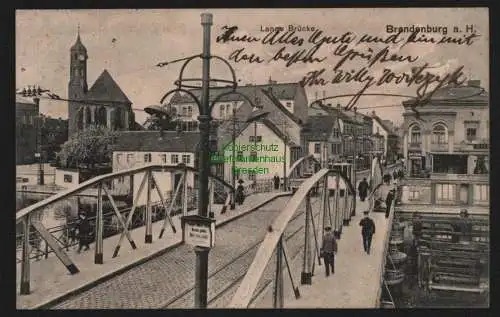 148074 Ansichtskarte Brandenburg Havel Lange Brücke 1915