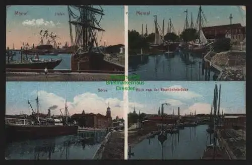 148093 Ansichtskarte Memel Ostpreußen 1916 Feldpost Hafen Börse