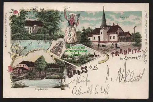 148122 AK Staupitz im Spreewald Lübben 1901 Buschmühle Kirche Bahnhof