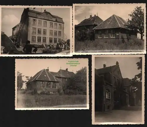 148029 4 Fotos Schneidemühl Pila Fabrik Baustelle Kran 8 x 11,7 cm um 1935