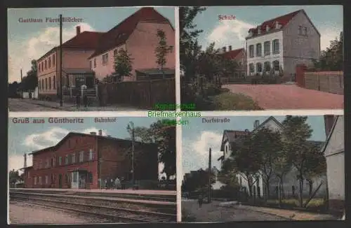 147324 AK Güntheritz bei Rackwitz um 1910 Bahnhof Schule Gasthaus Fürst Blücher