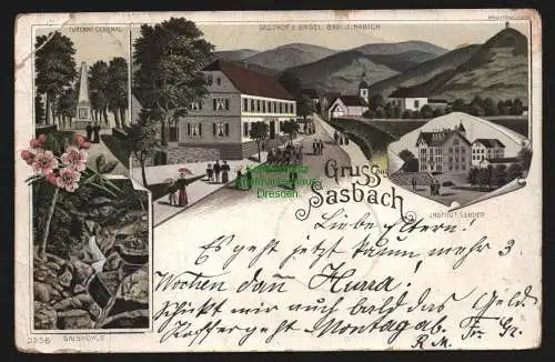 148086 Ansichtskarte Sasbach 1898 Gasthof zum Engel Institut Lender Turenne Denkmal